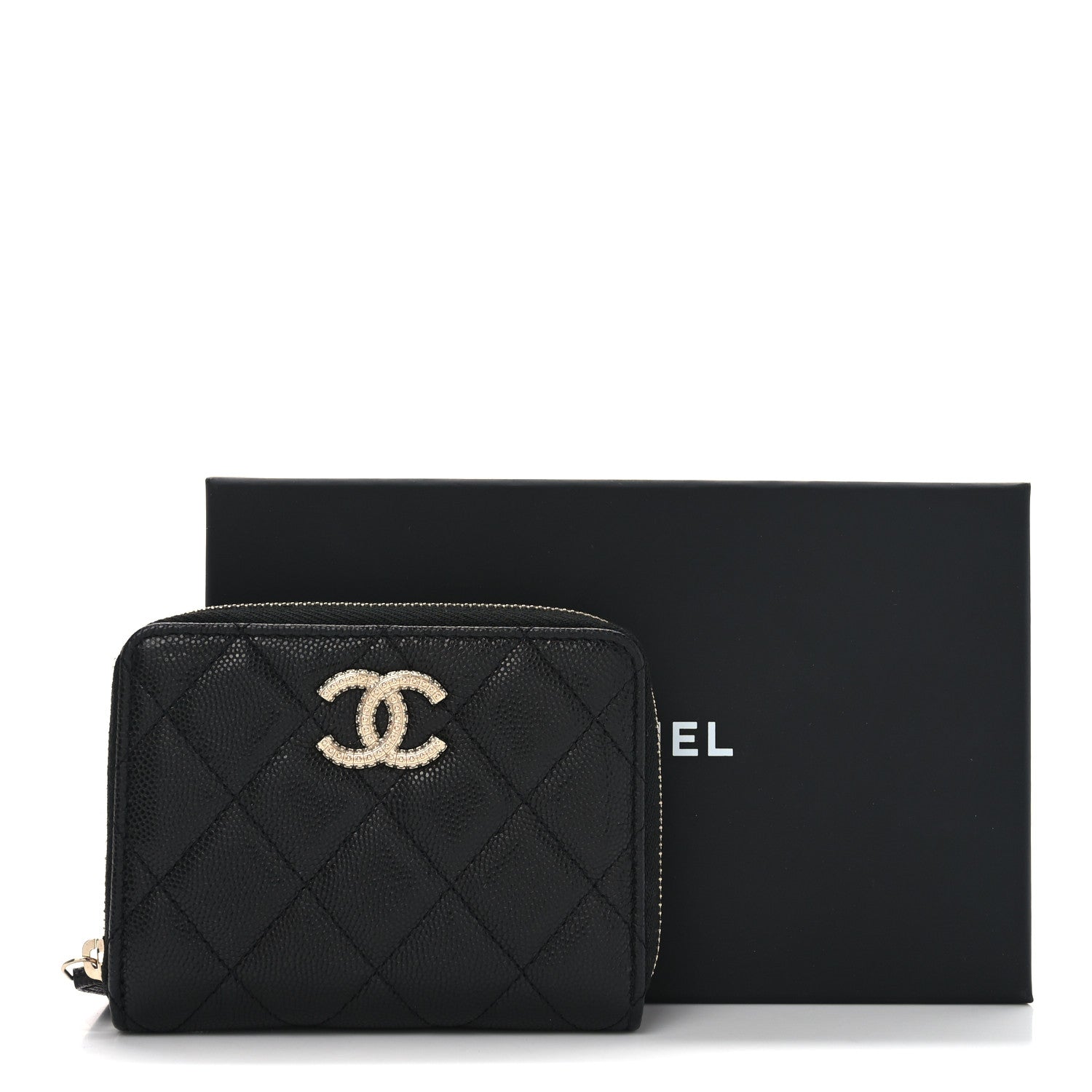 Chanel Caviar Quilted Small Zip Around Wallet Black 9 of 9