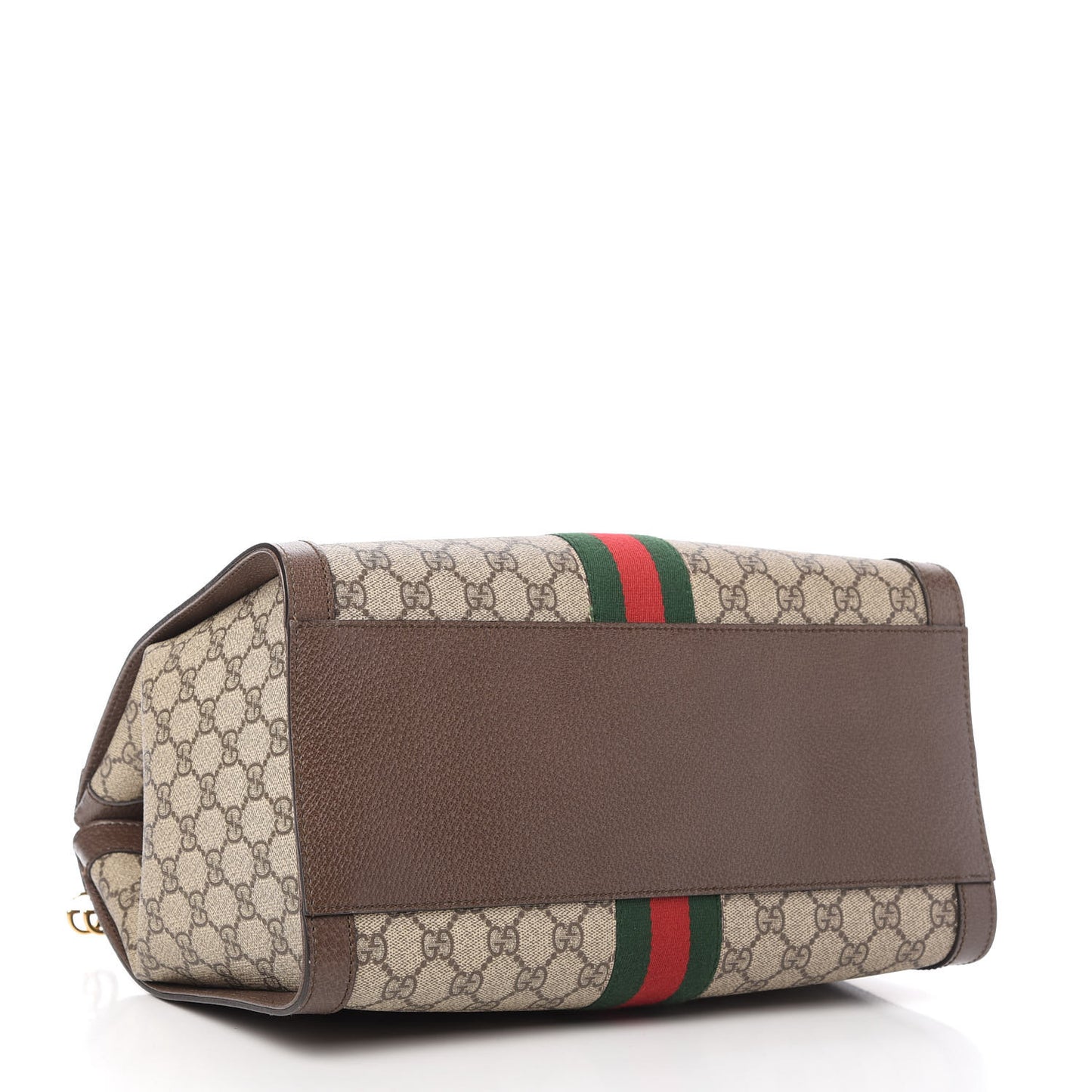 GG Supreme Monogram Web Medium Ophidia Tote Bag Brown