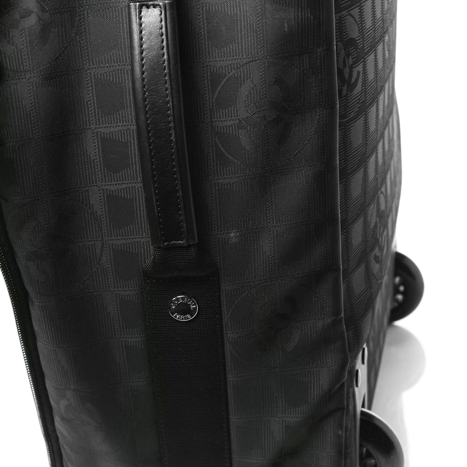Chanel Nylon Travel Trolley Rolling Luggage Black 16 of 16