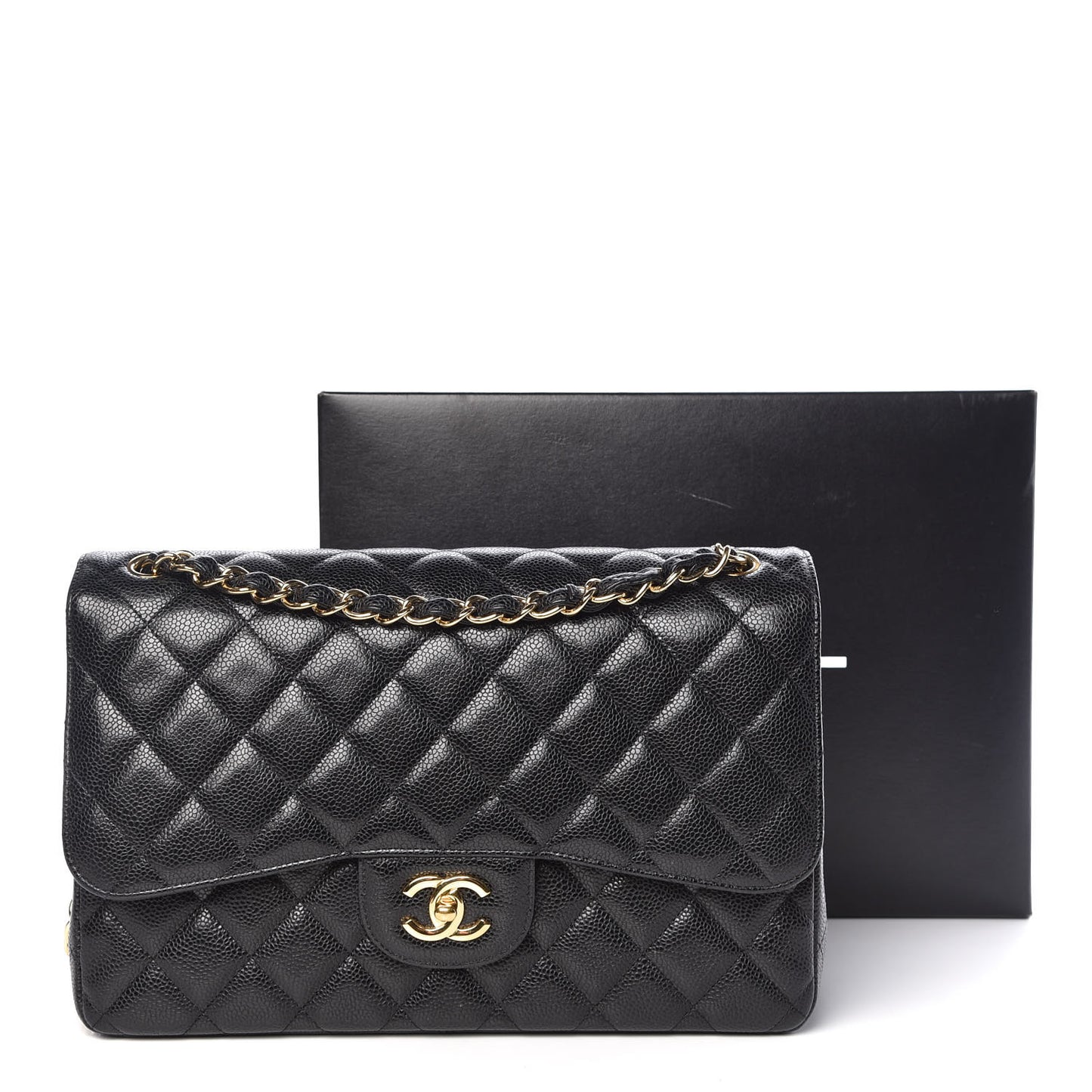 Caviar Quilted Jumbo Double Flap Black