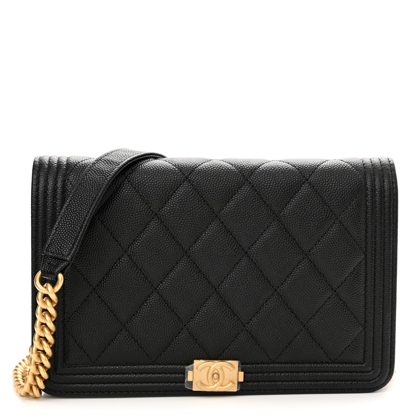 Caviar Quilted Boy Wallet On Chain WOC Black