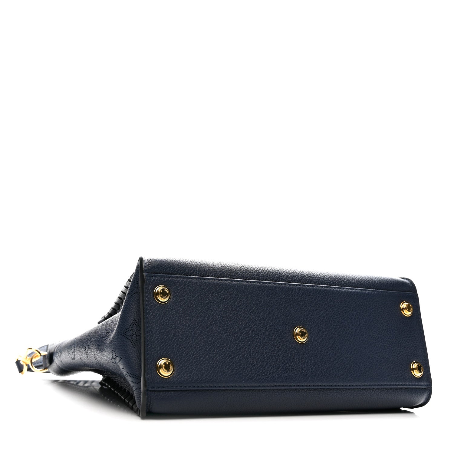 Louis Vuitton Calfskin Mahina Braided On My Side MM Navy Blue 4 of 11