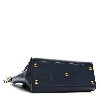 Louis Vuitton Calfskin Mahina Braided On My Side MM Navy Blue 4 of 11