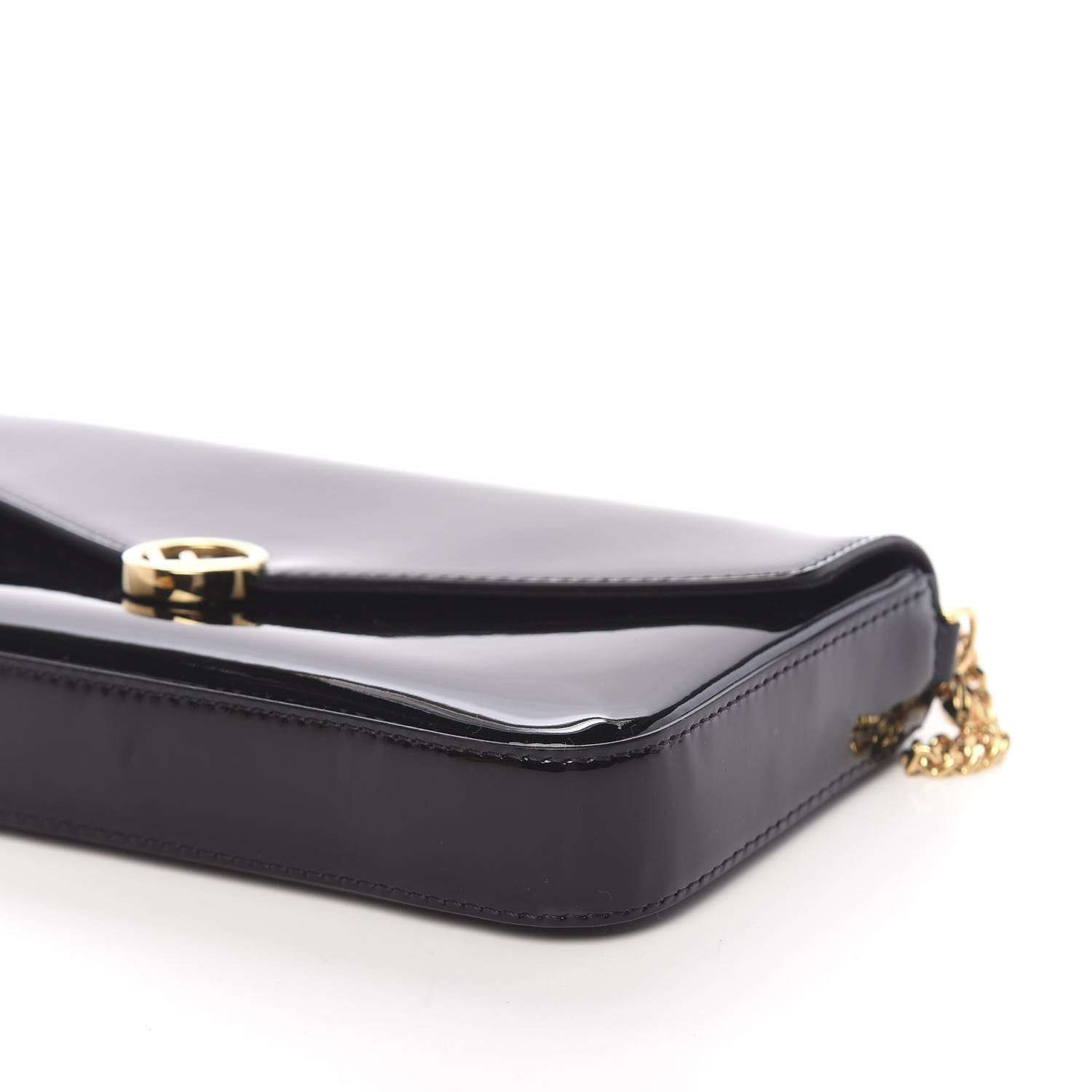 Fendi Vitello Vernice Mou F is Fendi Envelope Wallet on Chain with Pouches Black 10 of 12