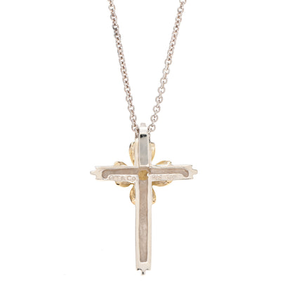 Tiffany Sterling Silver 18K Yellow Gold Cross Pendant Necklace 4 of 7