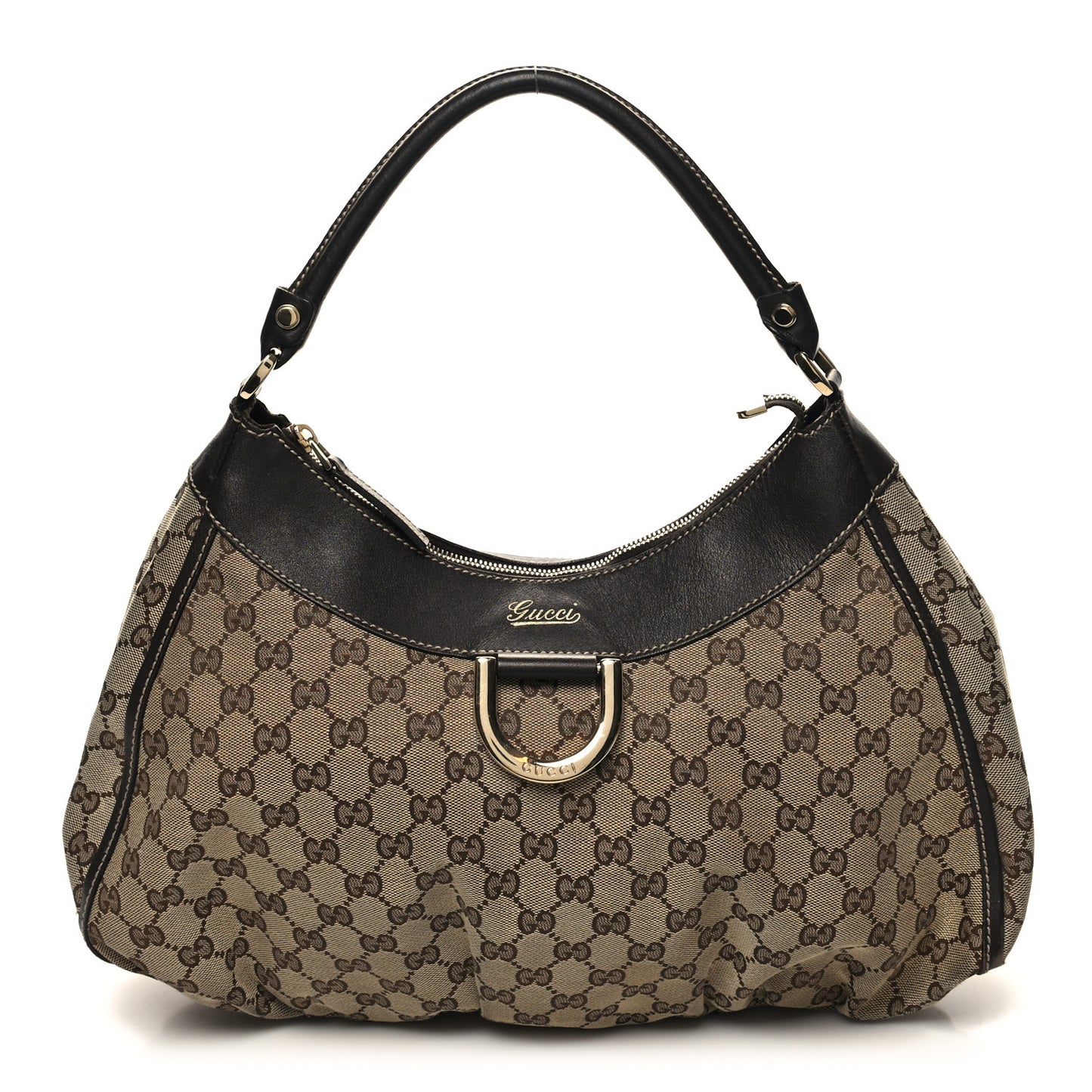 Monogram Large D Gold Hobo Dark Brown