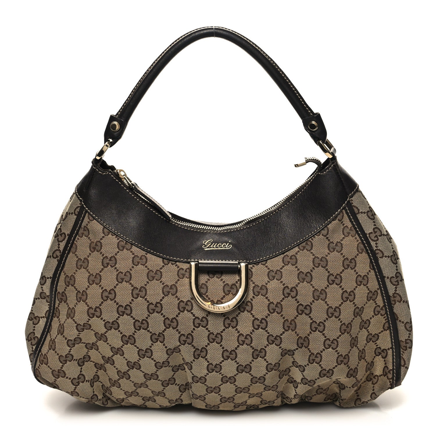 Gucci Monogram Large D Gold Hobo Dark Brown 1 of 12