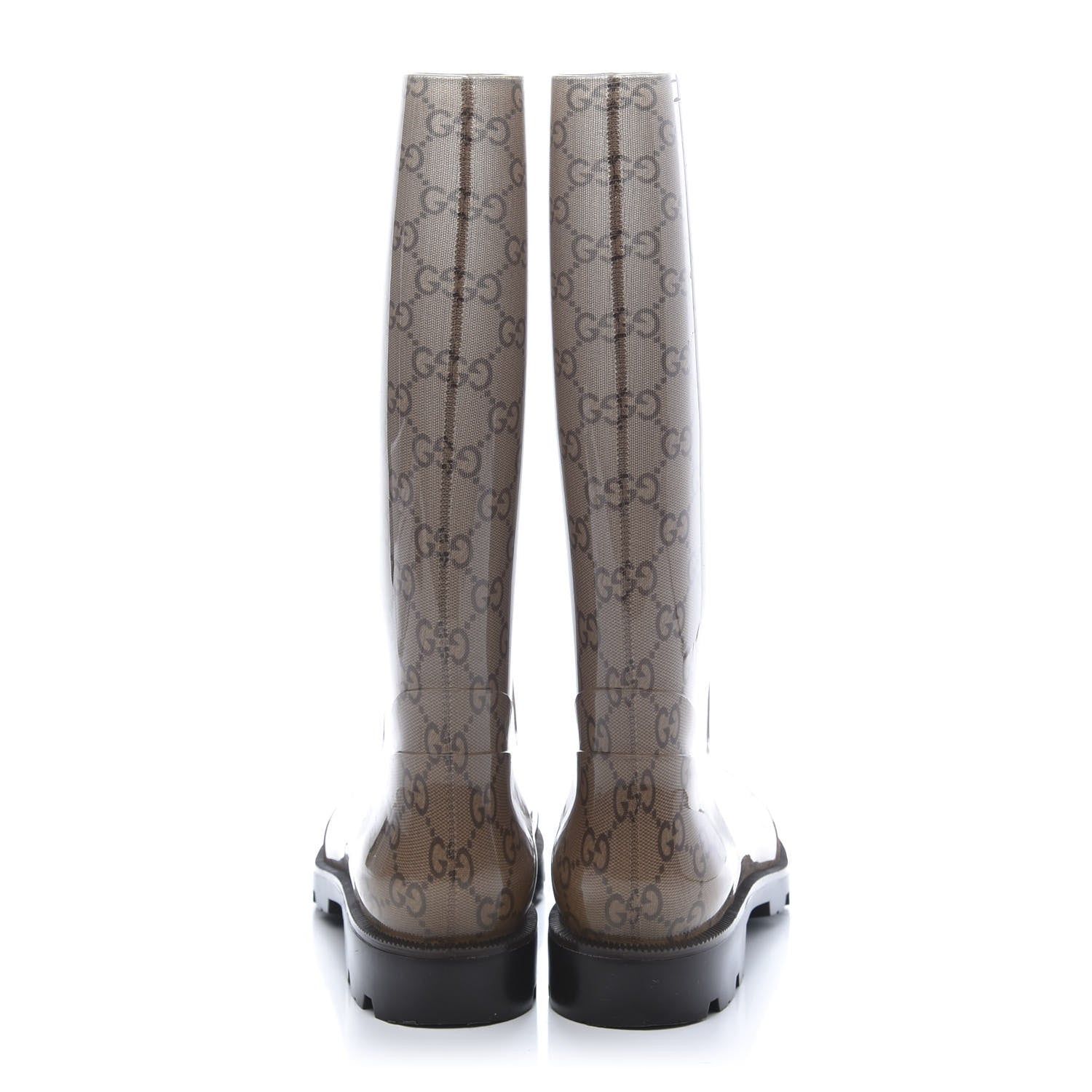 Gucci Rubber Monogram Edinburg Rain Boots 38 Transparent Cocoa 6 of 8