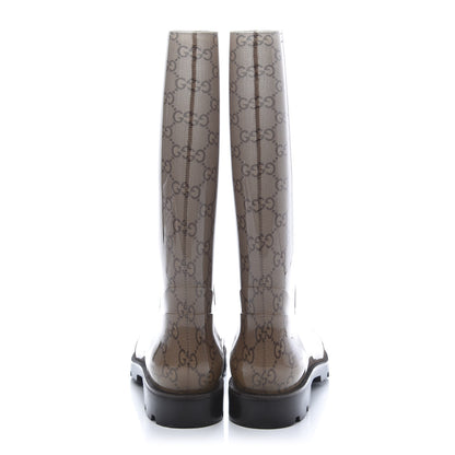 Gucci Rubber Monogram Edinburg Rain Boots 38 Transparent Cocoa 6 of 8