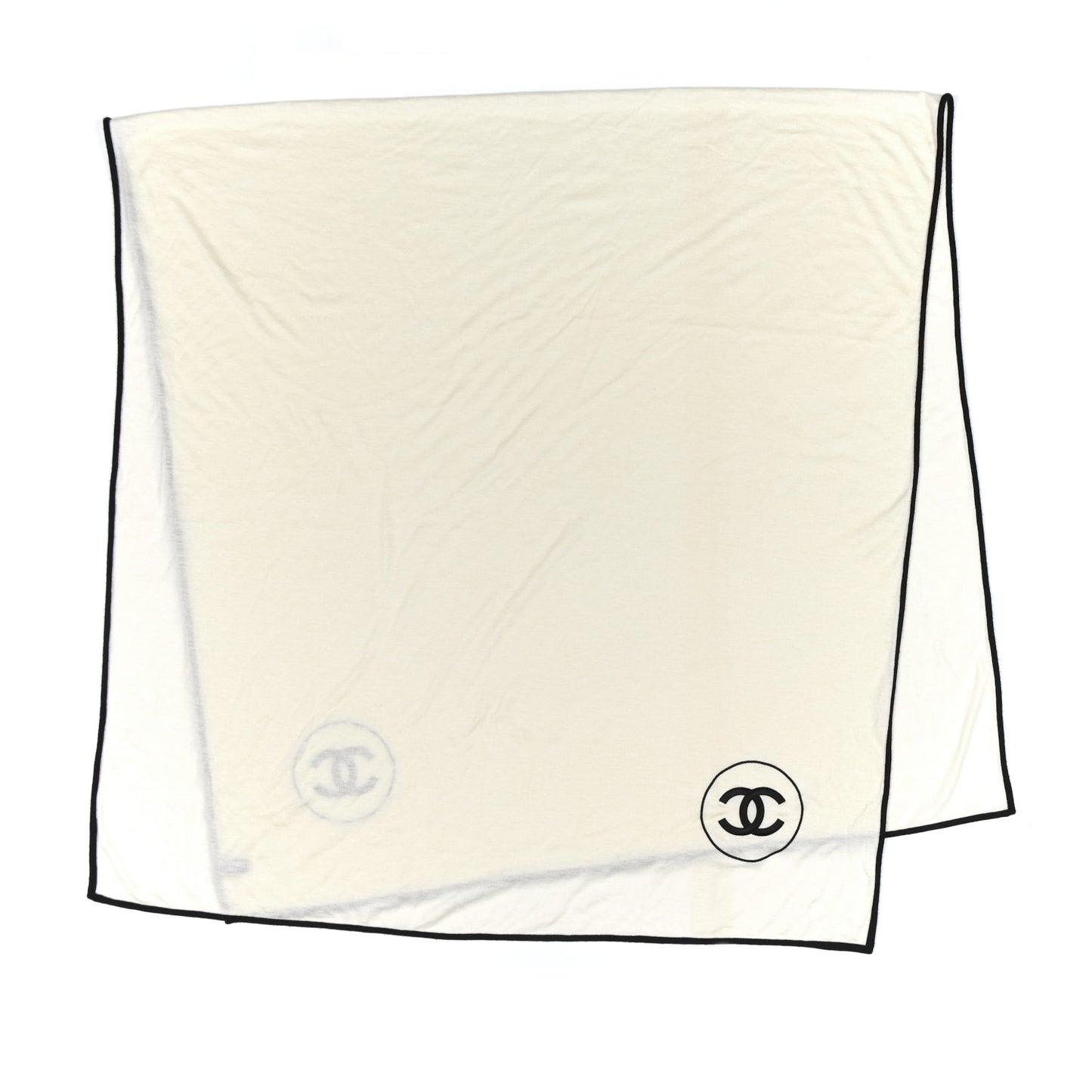 Cashmere Silk CC Scarf White Black