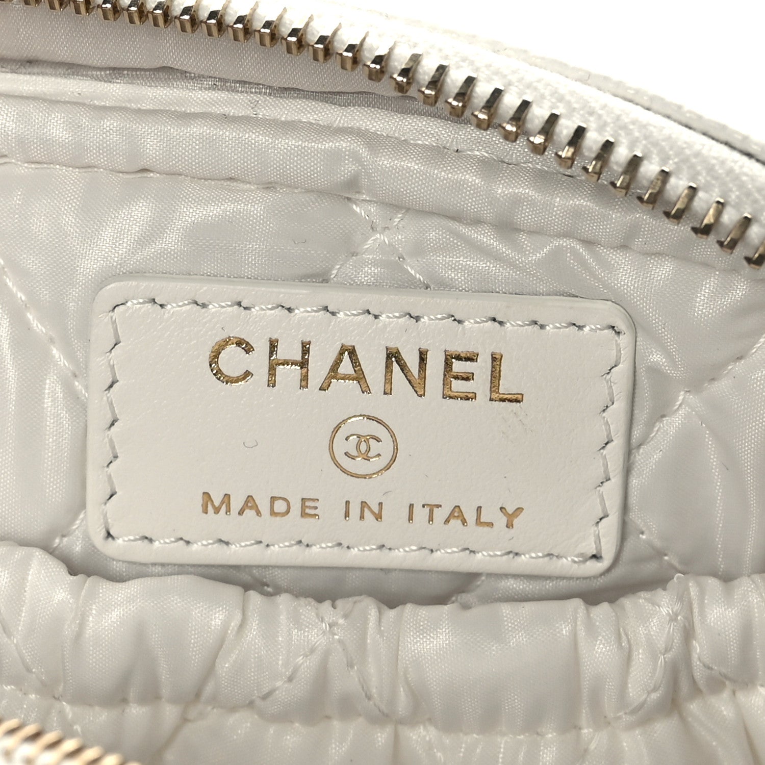 Chanel Caviar Quilted Small Curvy Pouch Cosmetic Case White 5 of 8