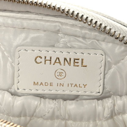 Chanel Caviar Quilted Small Curvy Pouch Cosmetic Case White 5 of 8
