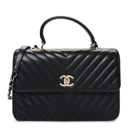 Chanel Lambskin Chevron Quilted Medium Trendy CC Dual Handle Flap Bag Black Black 1 of 11