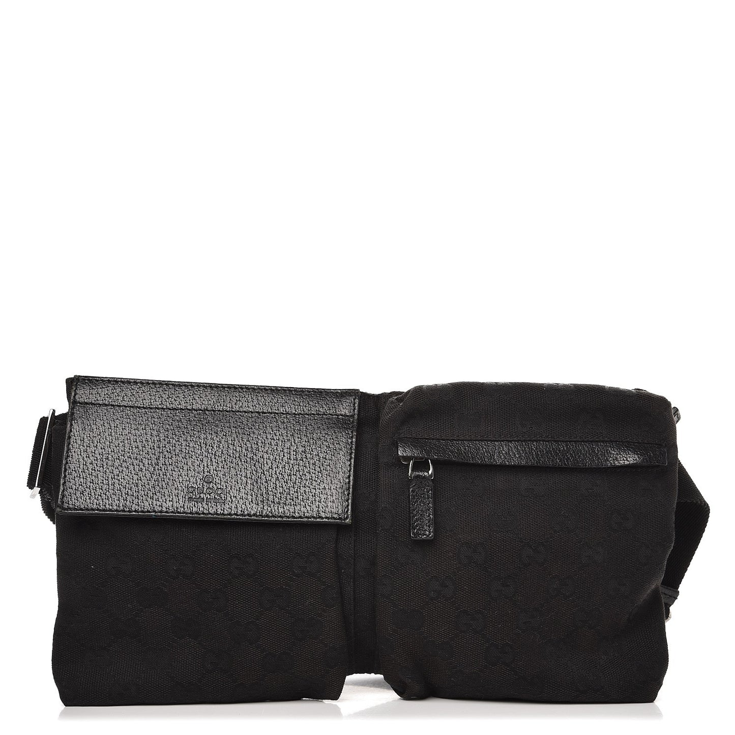 GG Monogram Double Pocket Belt Bag Black