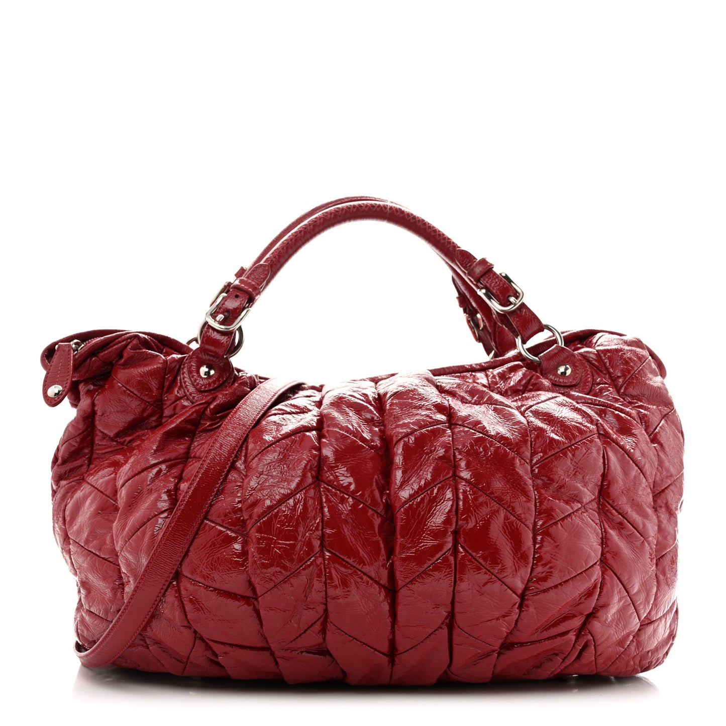 Vernice Trapunto Tote Rosso