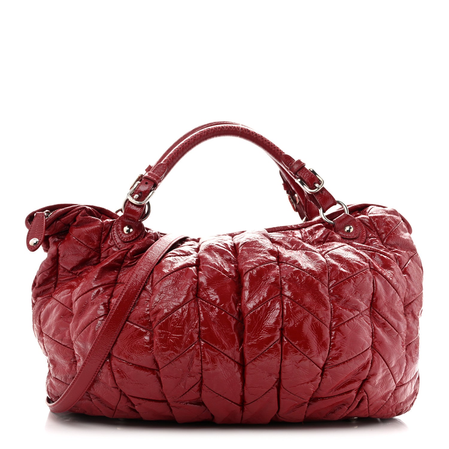 Miu Miu Vernice Trapunto Tote Rosso 1 of 16