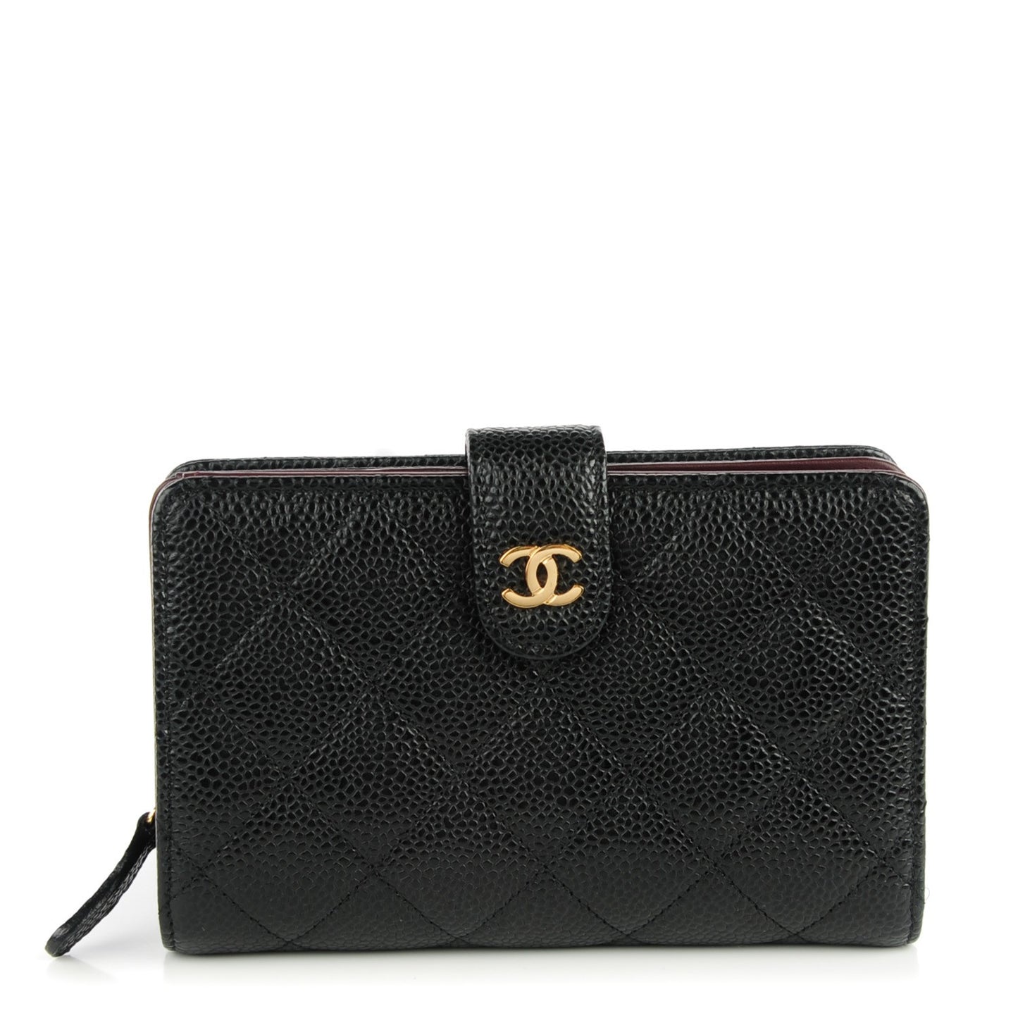 Caviar Quilted Zipped Pocket Wallet Black