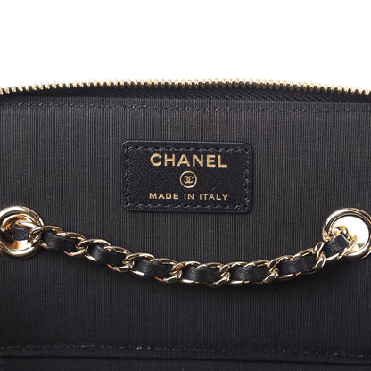 Chanel Raffia Jute Striped Small Vanity Case With Chain Black Beige 6 of 11