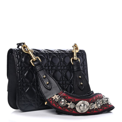 Christian Dior Lambskin Cannage Large Dioraddict Flap Bohemian Strap Black 2 of 4