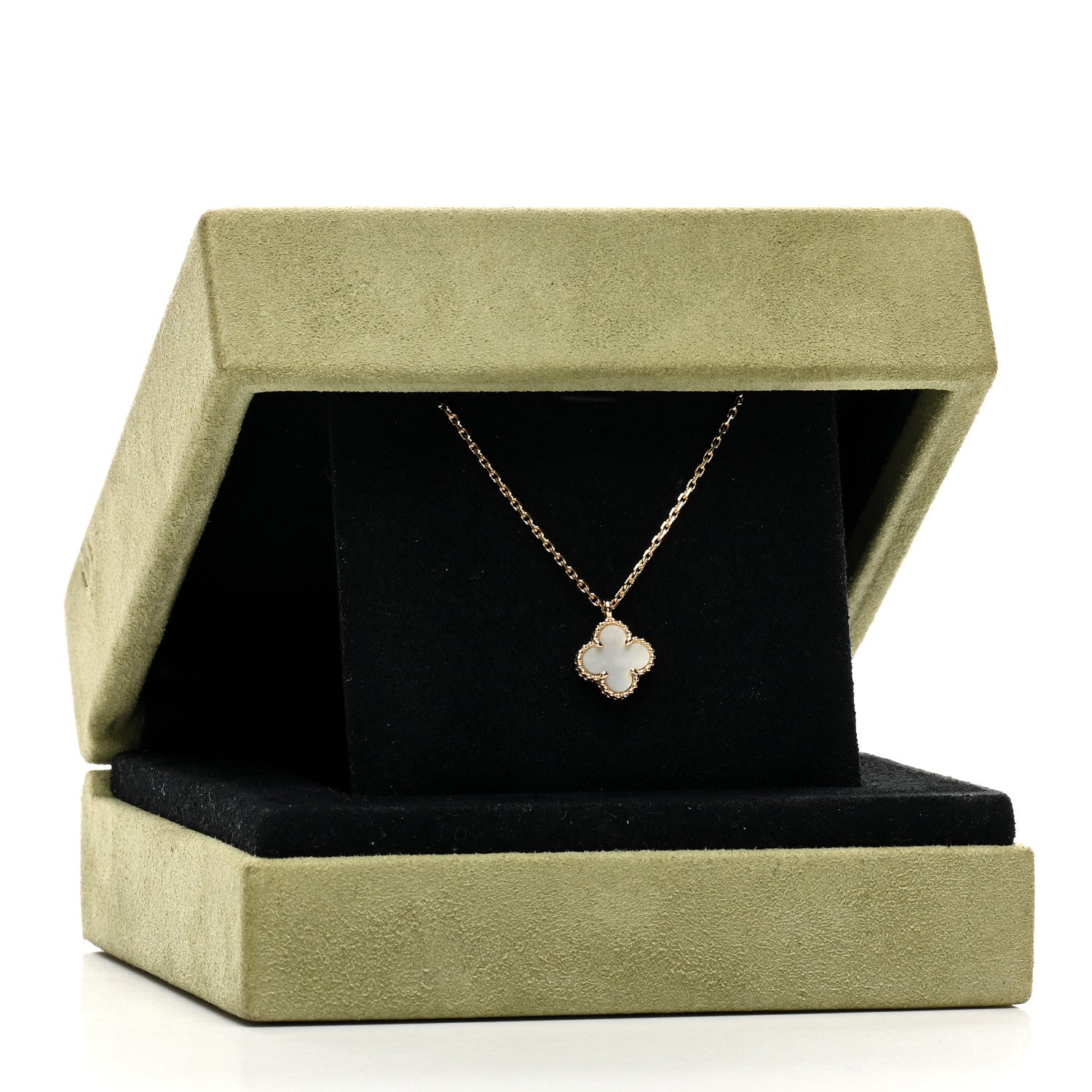 Van Cleef & Arpels 18K Yellow Gold Mother of Pearl Sweet Alhambra Pendant Necklace 4 of 4