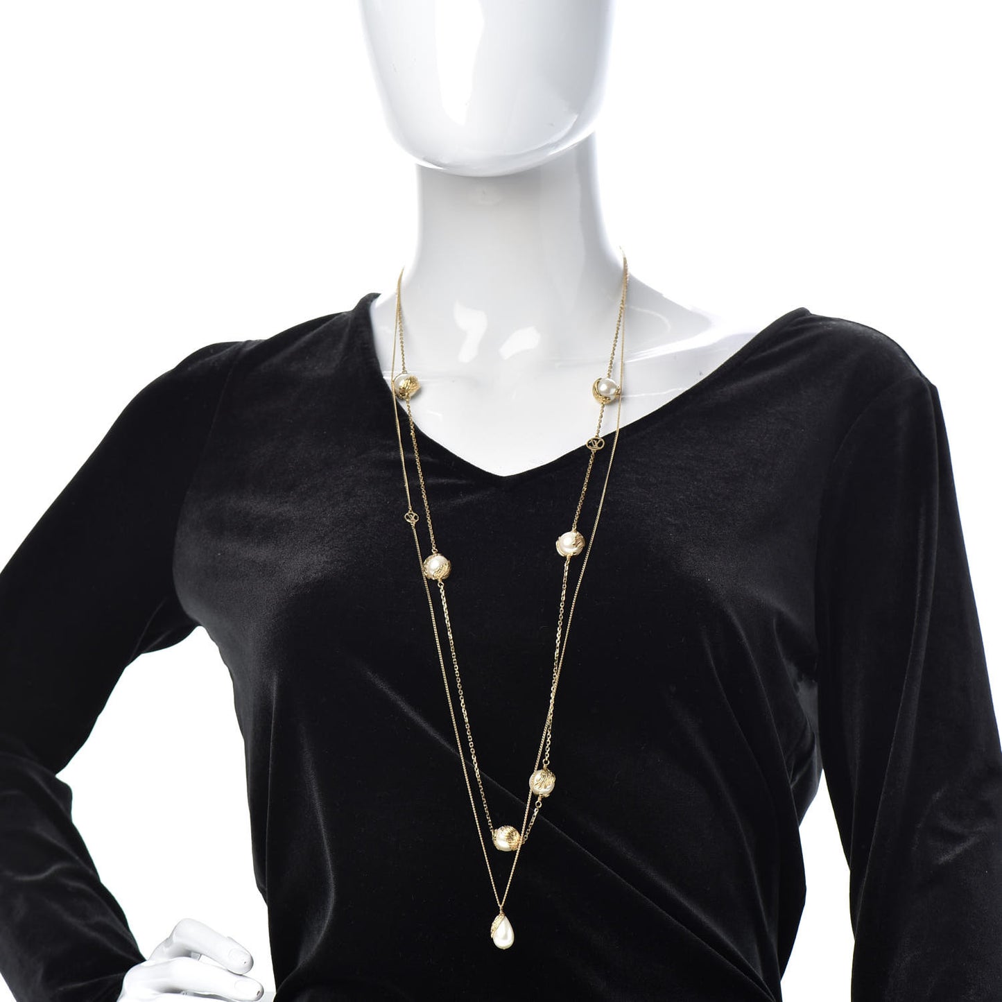 Pearl Angels Long Necklace Gold