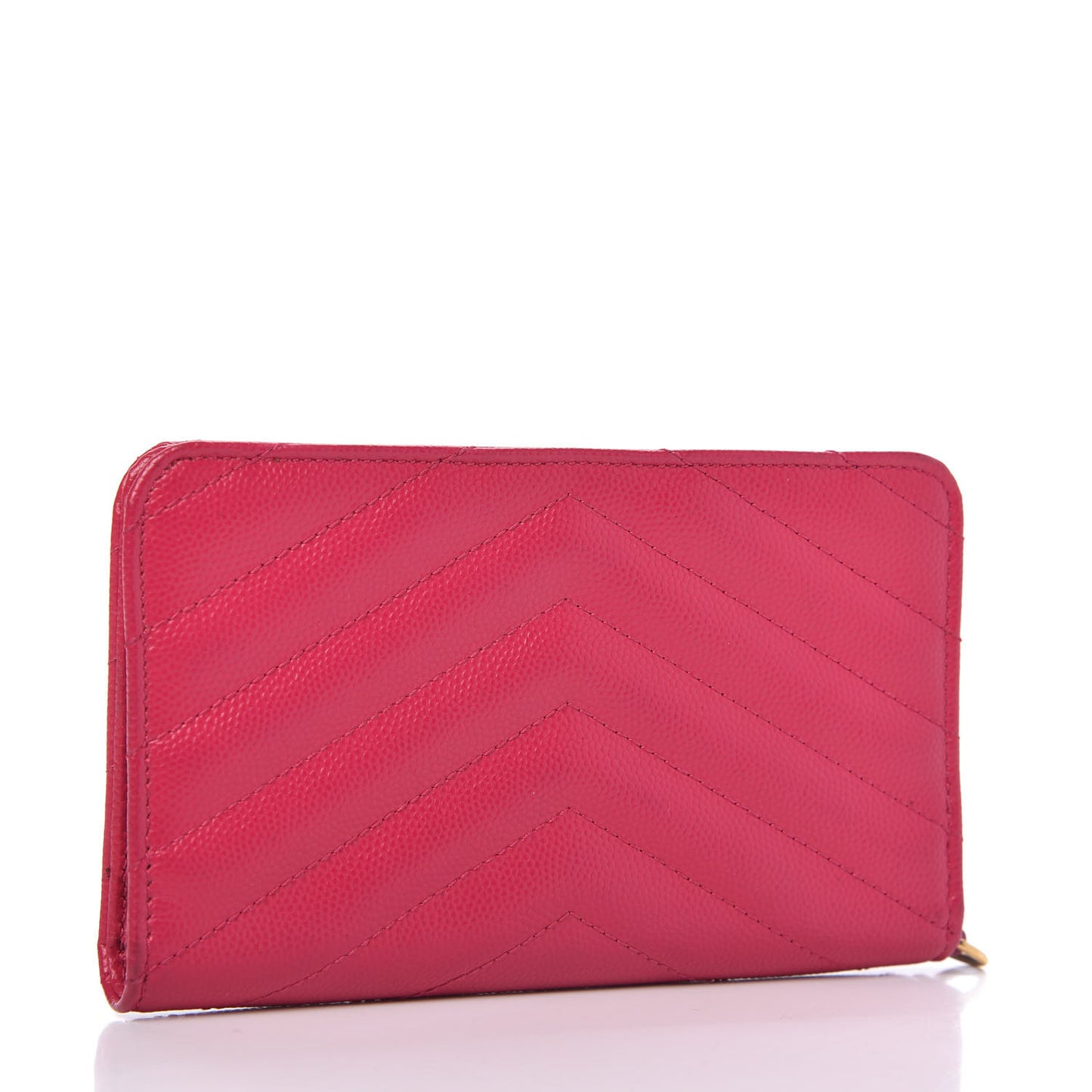 Grain De Poudre Matelasse Chevron Monogram Zip Around Wallet Fuchsia