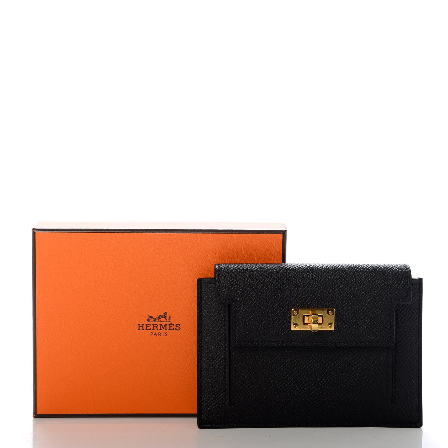 Hermes Epsom Kelly Pocket Compact Wallet Black 7 of 7