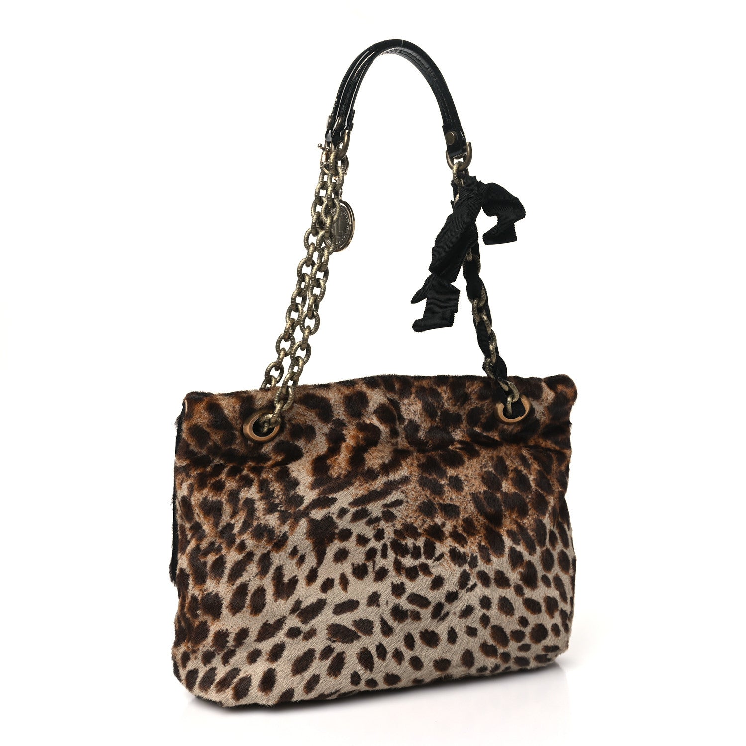 Lanvin Calfskin Pony Hair Happy Square Shoulder Bag Leopard 3 of 9