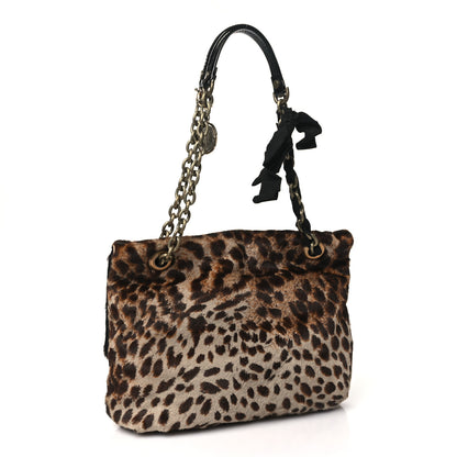 Lanvin Calfskin Pony Hair Happy Square Shoulder Bag Leopard 3 of 9