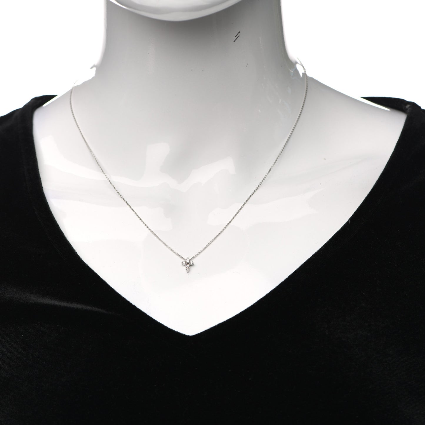 18K White Gold Diamond Tiny Treasures Baby Cross Pendant Necklace