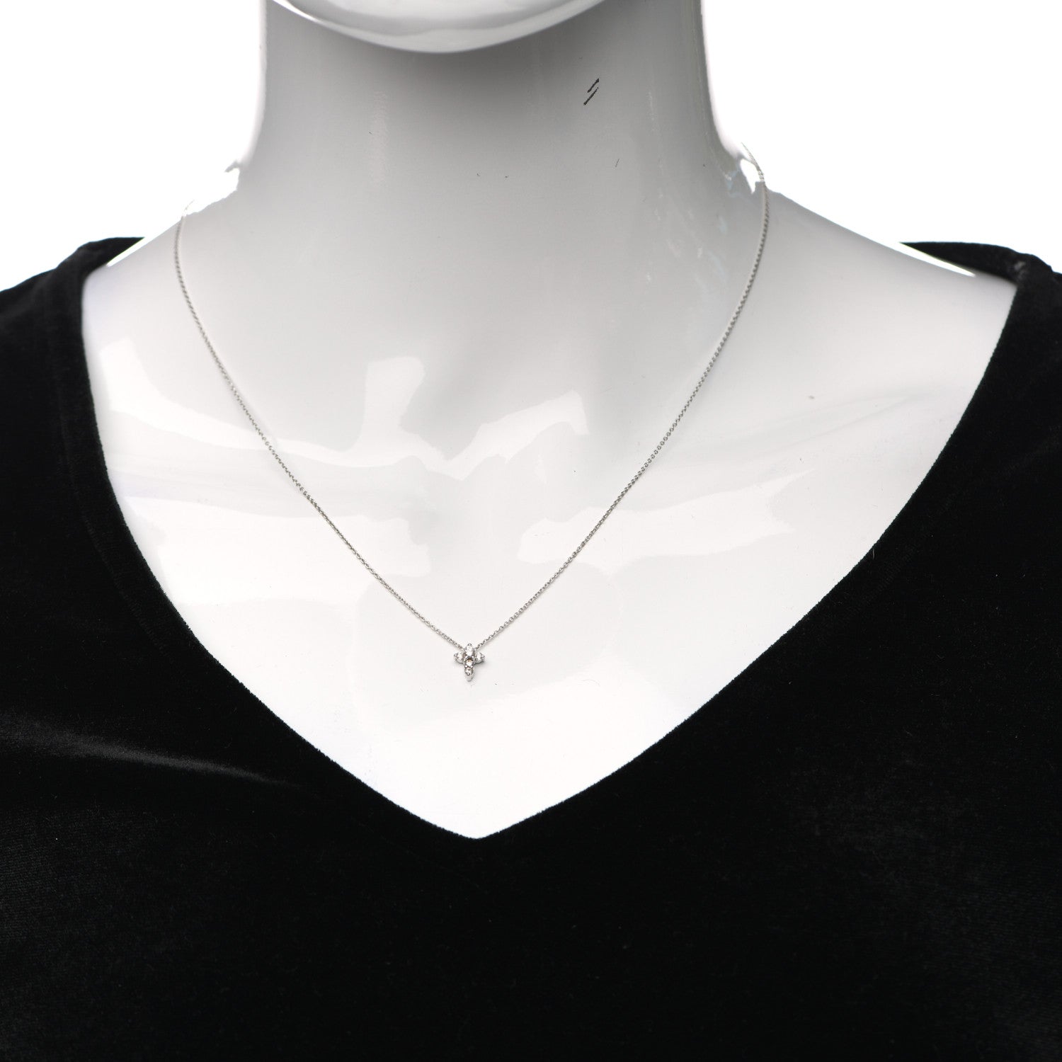 Roberto Coin 18K White Gold Diamond Tiny Treasures Baby Cross Pendant Necklace 2 of 5
