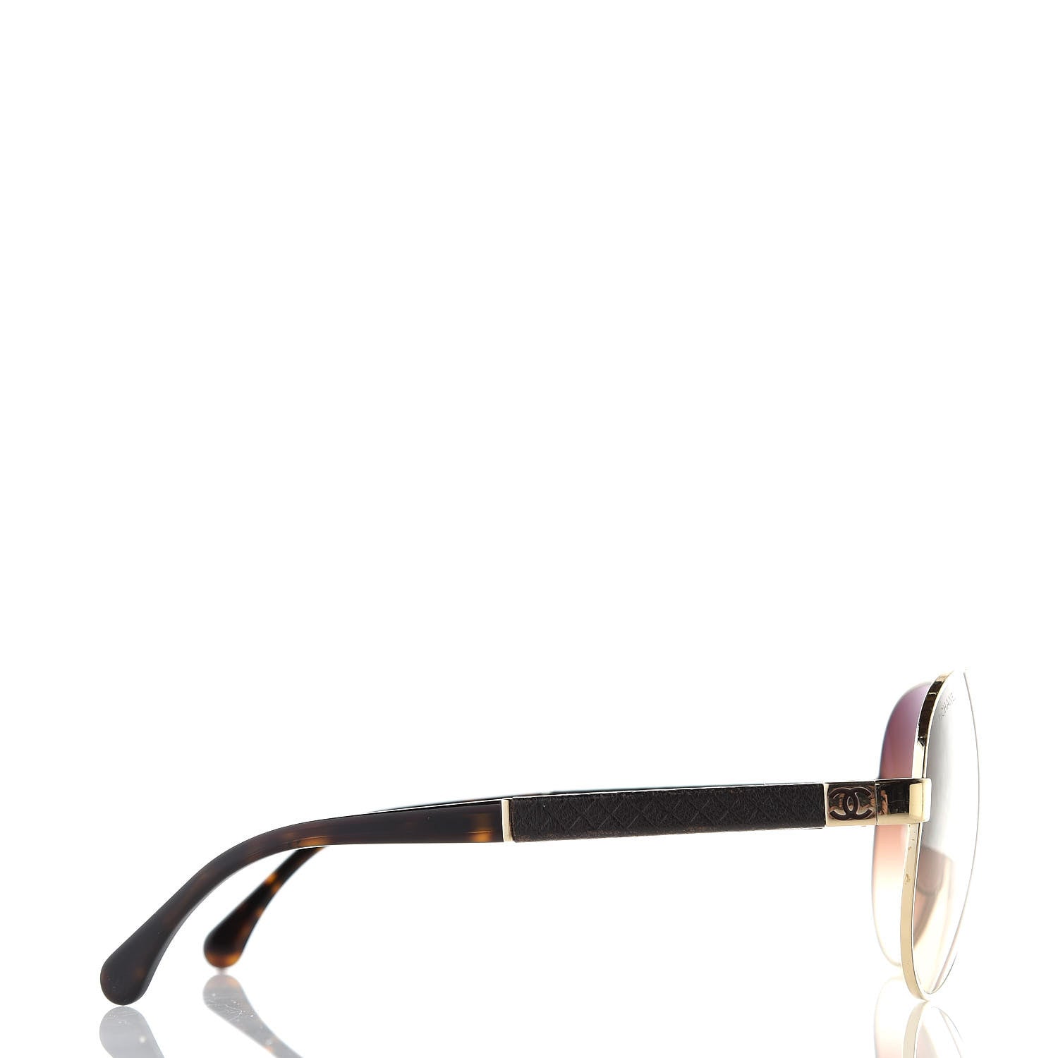Chanel Lambskin Quilted CC Aviator Sunglasses 4195-Q Brown 3 of 9