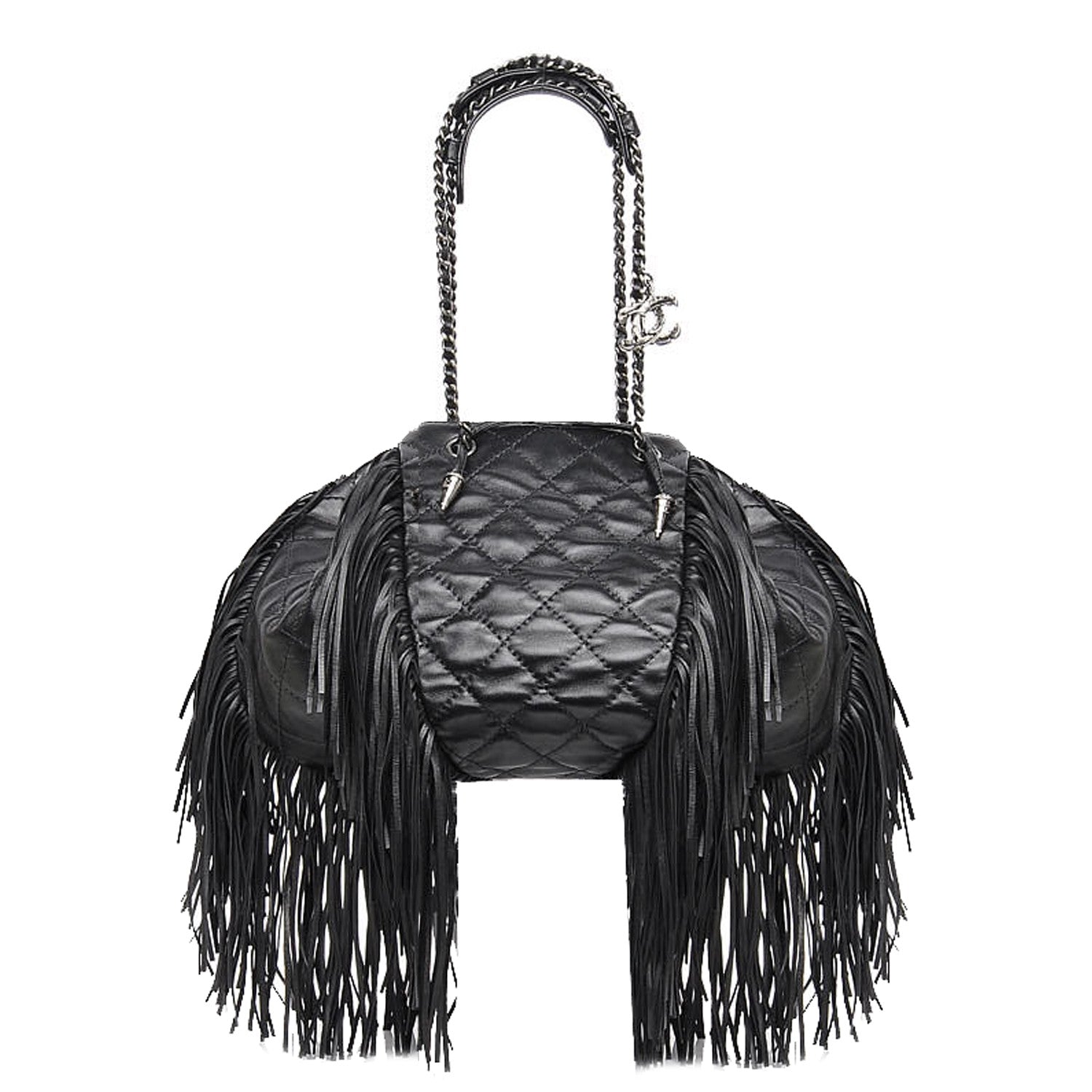 Chanel Lambskin Quilted Western Baluchon Fringe Bag Black 1 of 7