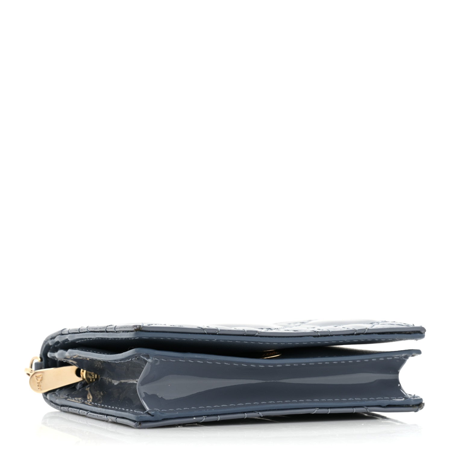 Christian Dior Patent Cannage Mini Lady Dior Wallet Gray Stone 4 of 10