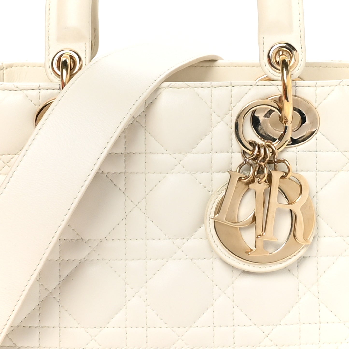 Lambskin Cannage Small Lady Dior White