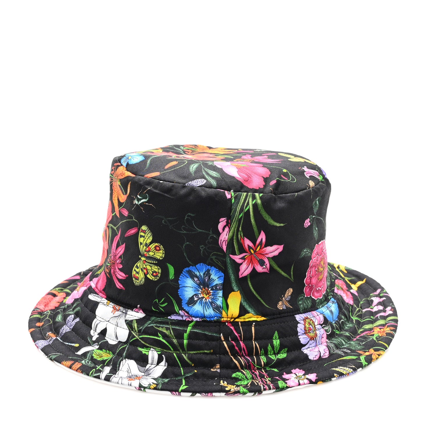 Silk Monogram Bob Reversible Flora Bucket Hat L White Multicolor