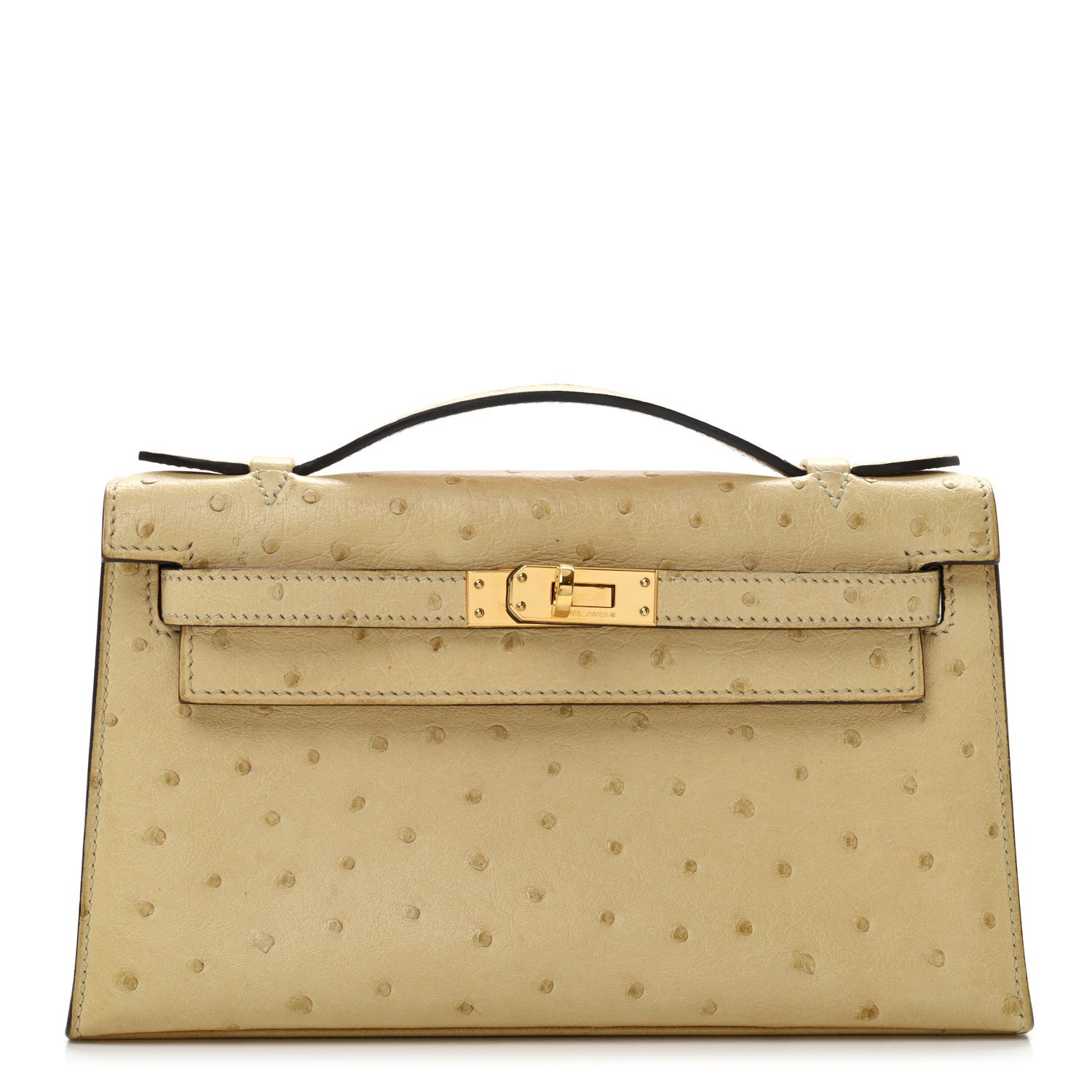 Hermes Ostrich Kelly Pochette Clutch Parchemin 1 of 12