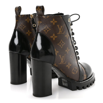 Louis Vuitton Patent Calfskin Monogram Star Trail Ankle Boots 37.5 Black 5 of 7