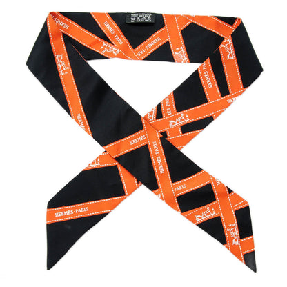 Hermes Silk Bolduc Twilly Black Orange 1 of 5