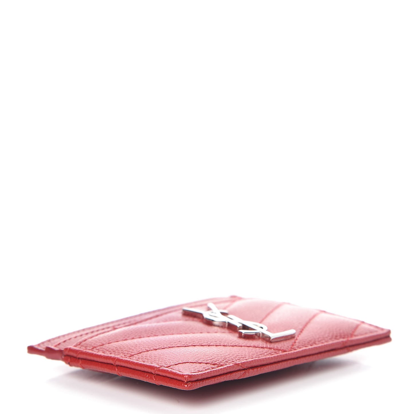 Grain De Poudre Matelasse Chevron Monogram Credit Card Case Rouge Eros