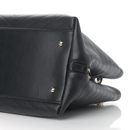 Chanel Calfskin Stitched Large Chevron Chic Shopping Bag Black 10 of 10