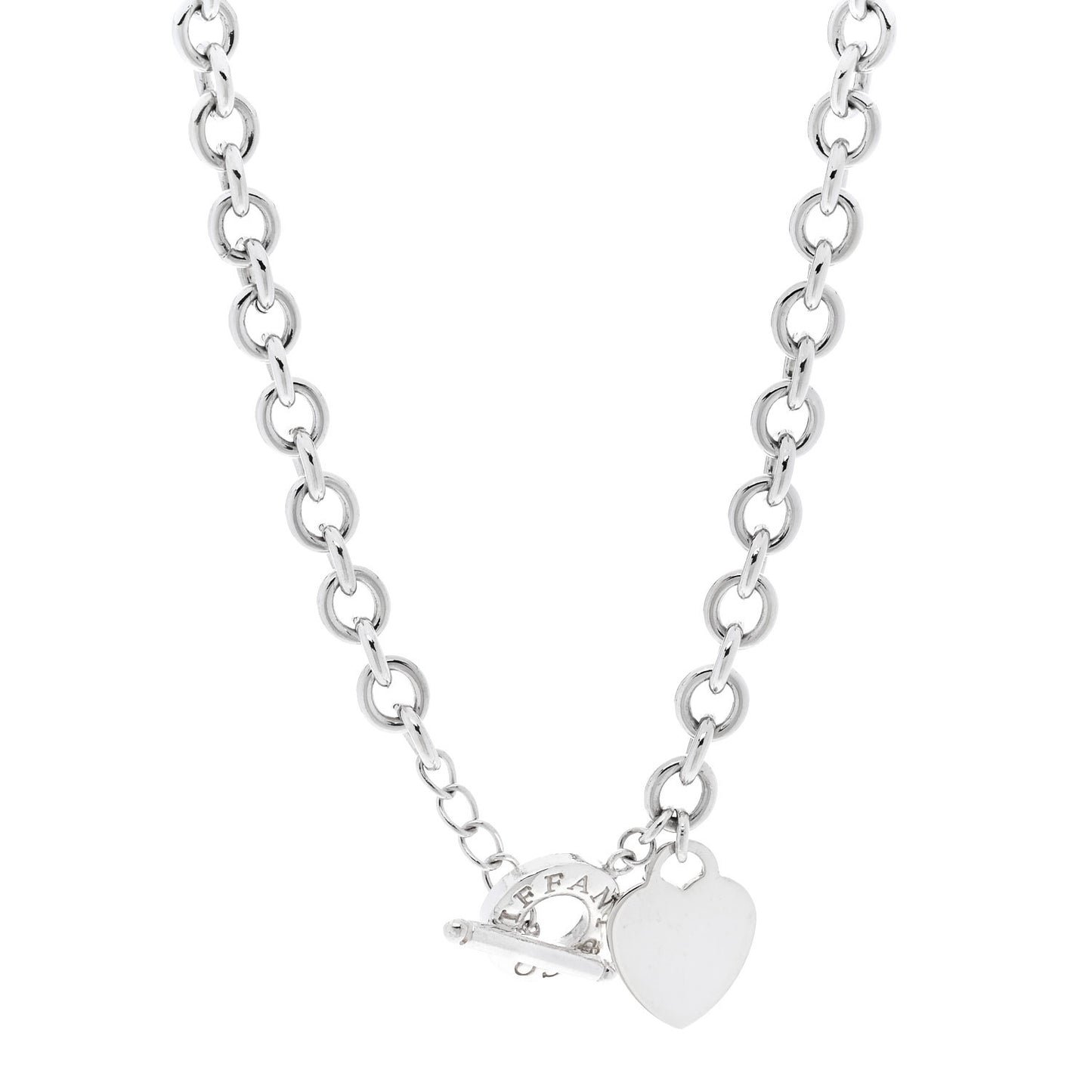 Sterling Silver Heart Tag Toggle Necklace
