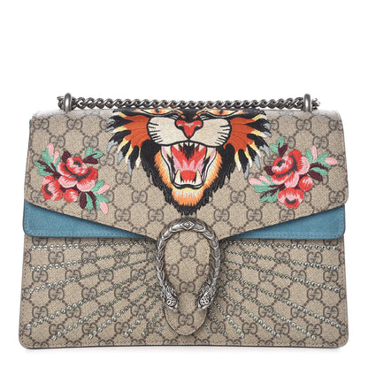 Gucci GG Supreme Monogram Angry Cat Embroidered Medium Dionysus Shoulder Bag Beige Ultramarine 1 of 16