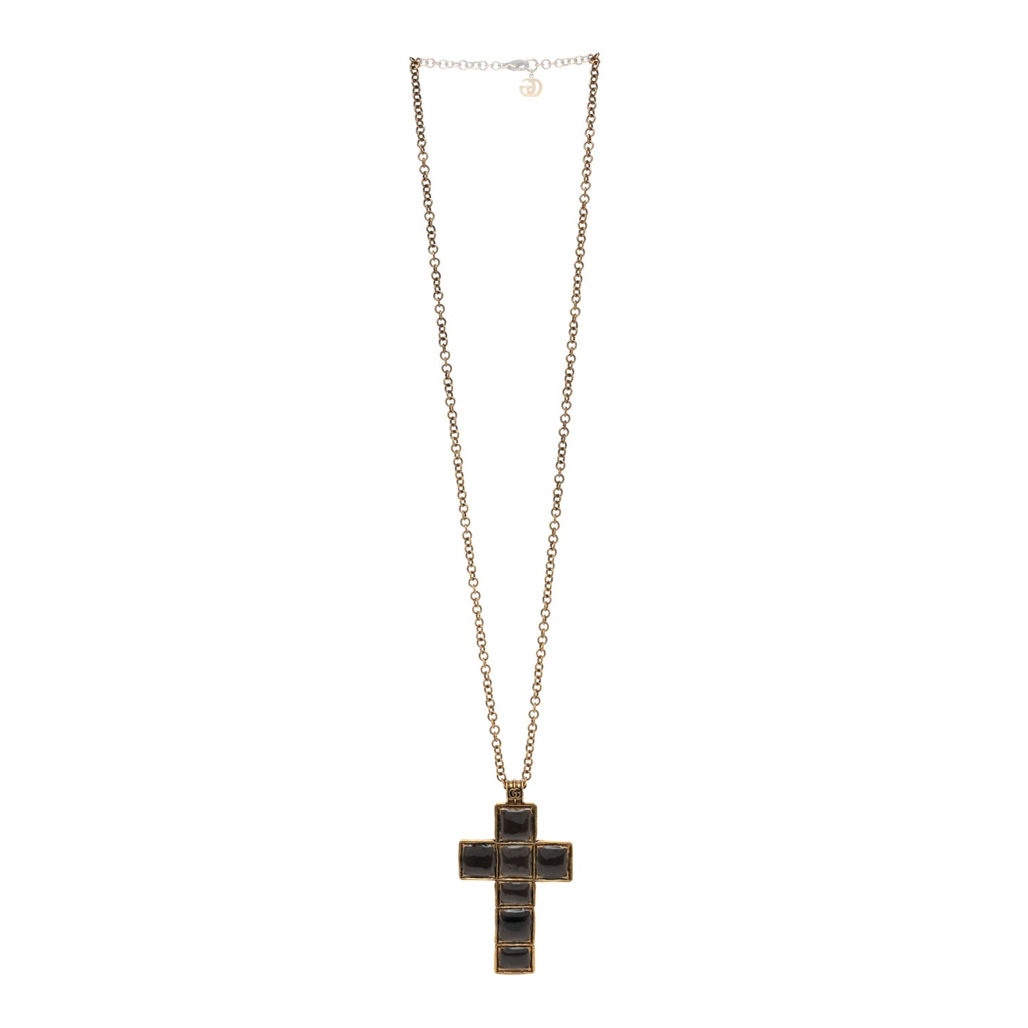 Enamel Cross Necklace Black