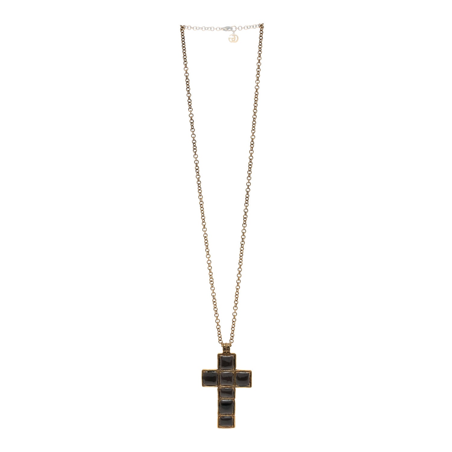 Gucci Enamel Cross Necklace Black 2 of 4