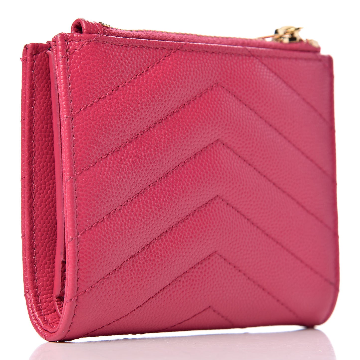 Grain De Poudre Matelasse Chevron Monogram Zipped Card Case Fresh Fuxia
