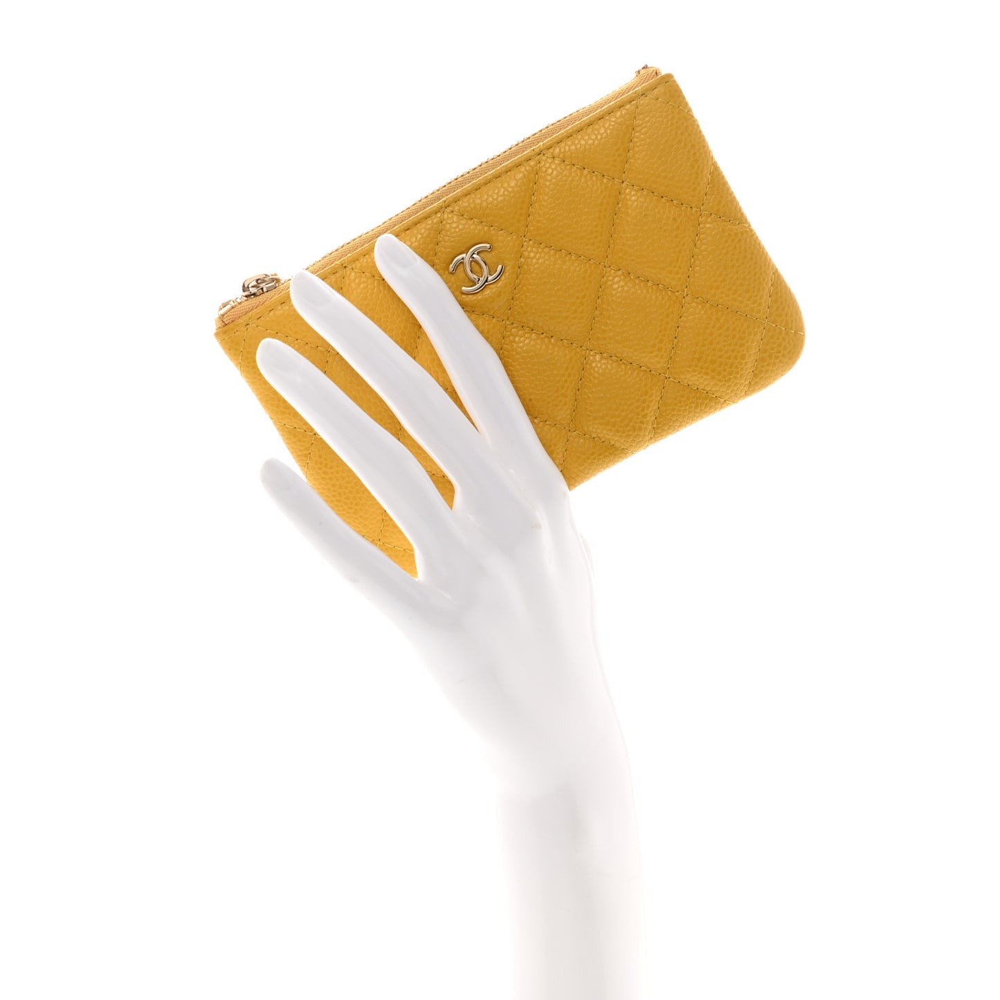 Caviar Quilted Small Cosmetic Case Yellow