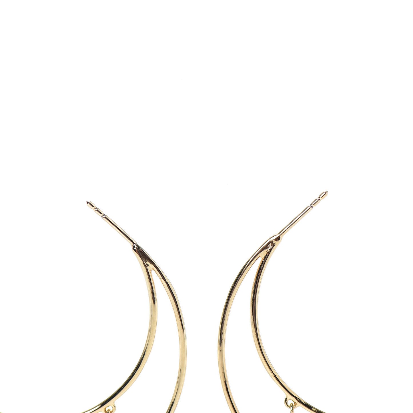 Crystal Charms Double Hoop Earrings Gold White