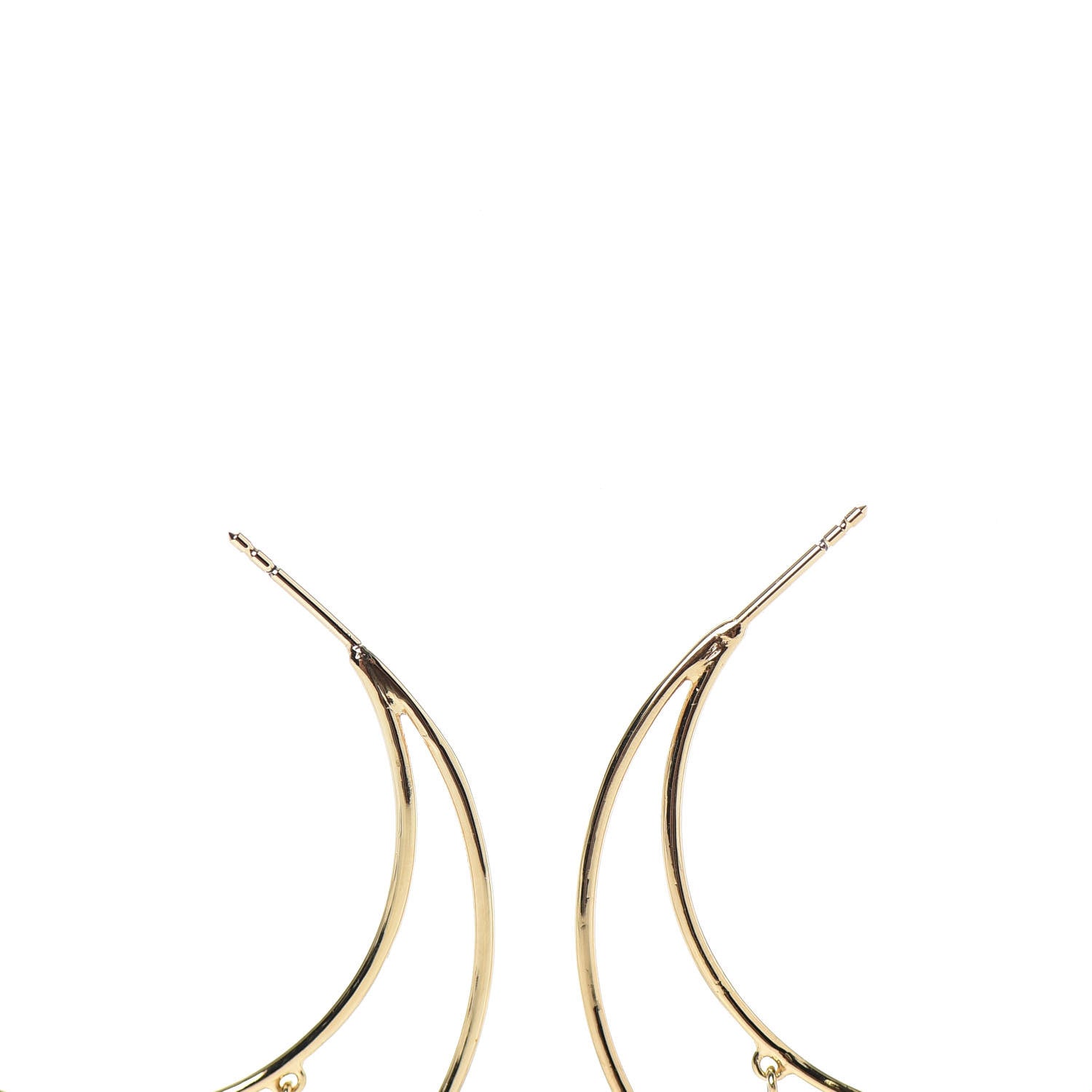 Christian Dior Crystal Charms Double Hoop Earrings Gold White 3 of 4