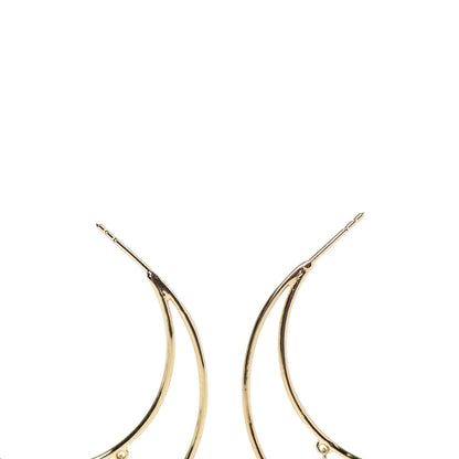Christian Dior Crystal Charms Double Hoop Earrings Gold White 3 of 4